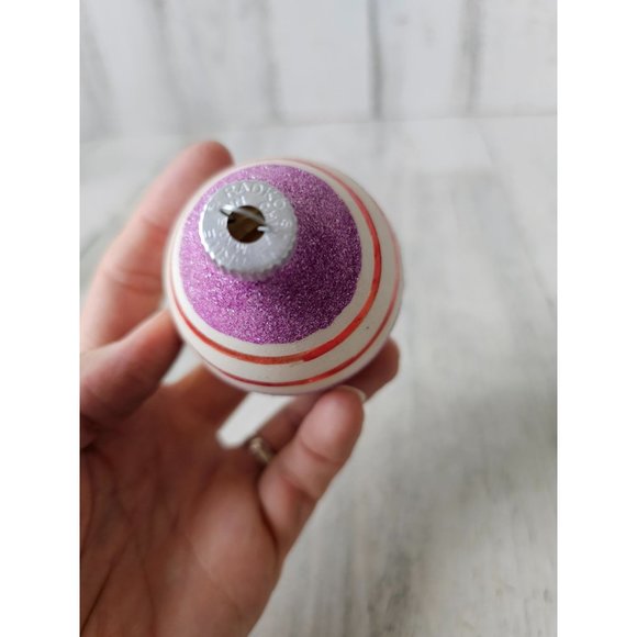 Radko shiny Brite egg purple striped vintage ornament Xmas tree glitter - Picture 6 of 9
